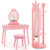 Kids Room Furniture Set Princess Vanity Table And Stool Set With Mirror And Drawer-Pink HY10315PI+HW65928PI By CW