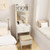 Compact Vanity Desk Set With 3-Color Lighted Mirror And Power Outlets-White HU10805US-WH By CW