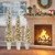 Set Of 3 Pre Lit Snow Flocked Artificial Christmas Trees Witrh 423 Branch Tips Cm25004 By Cw