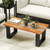 Teak Wood Patio Table With River Feel Epoxy Tabletop Jv11846 By Cw