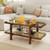 2 Tier Coffee Table With Storage And Tempered Glass Tabletop Brown Jv12150Bn By Cw