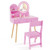 Kids Princess Makeup Dressing Desk And Chair Set With Mirror And Lights-Pink HY10380PI By CW