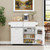 Rolling Kitchen Island With Trash Can Cabinet And Rubber Universal Wheels White Kc57447Wh By Cw