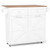 Rolling Kitchen Island With Trash Can Cabinet And Rubber Universal Wheels-White KC57447WH By CW