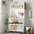 5 Tier Kitchen Bakers Rack With Lights Multifunctional Microwave Stand With Flip Door Cabinets-White JV12280WH By CW