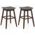 Swivel Bar Stools Set Of 2 With Footrest And Rubber Wood Legs-Brown JV12598CA By CW