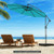 10 Feet Offset Hanging Umbrella With Base And Infinite Tilt-Turquoise NP12245TU By CW