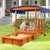 Kids Outdoor Wooden Retractable Sandbox With Cover And Built-In Wheels-Natural NP10427YE By CW