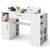 Counter Height Sewing Craft Table Computer Desk With Adjustable Shelves And Drawer-White HW66213WH+ By CW