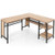 Industrial L-Shaped Corner Computer Desk Office Workstation With Storage Shelves-Natural CB10365NA By CW