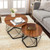 Set Of 2 Modern Round Coffee Table With Pentagonal Steel Base-Rustic Brown JV10422CF By CW