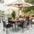 7 Pieces Patio Rattan Cushioned Dining Set With Umbrella Hole Black Hw70680Dk By Cw