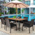 7 Pieces Patio Rattan Cushioned Dining Set With Umbrella Hole-Black HW70680DK+ By CW