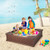 Kids Outdoor Sandbox With Oxford Cover And 4 Corner Seats-Brown TP10087CF By CW