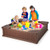 Kids Outdoor Sandbox With Oxford Cover And 4 Corner Seats-Brown TP10087CF By CW