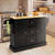 2 Door Large Mobile Kitchen Island Cart With Hidden Wheelsand 3 Drawers Black Kc54247Bk By Cw