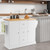 2 Door Large Mobile Kitchen Island Cart With Hidden Wheelsand 3 Drawers White Kc54247Wh By Cw