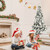 6 Feet Snow Flocked Hinged Christmas Tree With Berries And Poinsettia Flowers Cm23505 By Cw