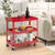 3-Tier Utility Cart Metal Mental Storage Service Trolley-Red HW68112RE By CW