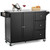 Rolling Kitchen Island With Stainless Steel Countertop And 3 Drawers-Black HW64505BK By CW