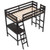 Twin Size Loft Bed Frame With Desk Angled And Built-In Ladder-Espresso HY10012DC+ By CW