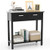 Narrow Console Table With Drawers And Open Storage Shelf-Black HW65113BK By CW