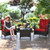 3 Pcs Patio Conversation Rattan Furniture Set With Glass Top Coffee Table And Cushions-Red HW65850RE By CW