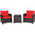 3 Pcs Patio Rattan Furniture Set Cushioned Conversation Set Coffee Table-Red HW68667RE By CW