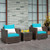 3 Pcs Patio Conversation Rattan Furniture Set With Cushion Turquoise Hw66531Tu By Cw