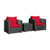 3 Pieces Patio Wicker Conversation Setâ With Cushion-Red HW66529RE+ By CW