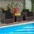 3 Pcs Patio Conversation Rattan Furniture Set With Cushion Black Hw66531Bk By Cw