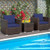 3 Pcs Patio Conversation Rattan Furniture Set With Cushion Blue Hw66531Ny By Cw