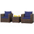 3 Pcs Patio Conversation Rattan Furniture Set With Cushion-Blue HW66531NY+ By CW