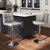 Set Of 2 Square Swivel Adjustable Bar Stools With Back And Footrest Gray Hw66492Gr 2 By Cw
