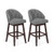 Set Of 2 Swivel Bar Stools With Rubber Wood Legs And Padded Back-Gray JV10541GR By CW