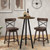 Set Of 2 Wooden Swivel Bar Stools With Open X Back And Footrest-24 Inches JV10776ES-24 By CW