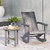 18 Inch Adirondack Round Side Table With Cross Base And Slatted Surface-Gray NP10900GR By CW