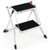 Folding 2 Step Ladder Wiht Anti-Slip Pedal And Large Foot Pads-Black & White TJ10004WH By CW
