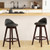 2 Pieces Cushioned Swivel Bar Stool Set With Low Back Black Jv10941Dk By Cw
