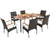 7 Pieces Patio Wicker Dining Set With Detachable Cushion And Umbrella Hole HW70833-2+HW70833-4+KC55629 By CW