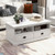 Modern Coffee Table With Drawers And Open Cubies White Hv10353Wh By Cw