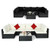 7 Pieces Sectional Wicker Furniture Sofa Set With Tempered Glass Top-Black & White HW70659WB+ By CW
