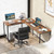 L-Shaped Computer Desk With Cpu Stand Power Outlets And Usb Ports-Rustic Brown CB10477US-CF By CW