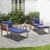 5 Piece Patio Acacia Wood Chair Set With Ottomans And Coffee Table Navy Hw70980Ny By Cw