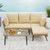 3 Pieces L Shaped Patio Sofa With Cushions And Tempered Glass Table Beige Hw71133Bn By Cw