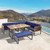 8 Pieces Patio Acacia Wood Dining Table Set With Ottoman Cushions-Navy HW71004NY+ By CW