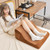 Bed Wedge Pillow With Tablet Pillow Stand And Side Pockets-Brown HU10384BN By CW