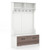 3 In 1 Coat Rack With Entryway Bench And Hooks And Enclosed Cabinet-White HU10448WH By CW