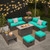 9 Pieces Outdoor Patio Furniture Set With 42 Inch Propane Fire Pit Table-Turquoise OP70369+HW68592TU+ By CW