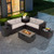 6 Pieces Outdoor Wicker Furniture Set With 32 Inch Propane Fire Pit Table-Beige NP10261CF+HW66714BBN+ By CW